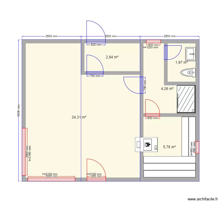 Баня 3 модуля. Plan de 