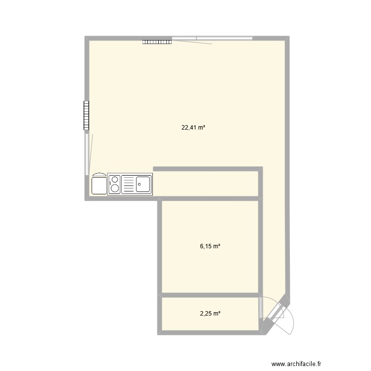Appart final. Plan de 3 pièces et 31 m2