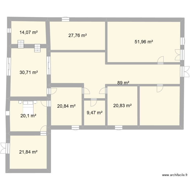 maison étage 1 bis. Plan de 10 pièces et 307 m2