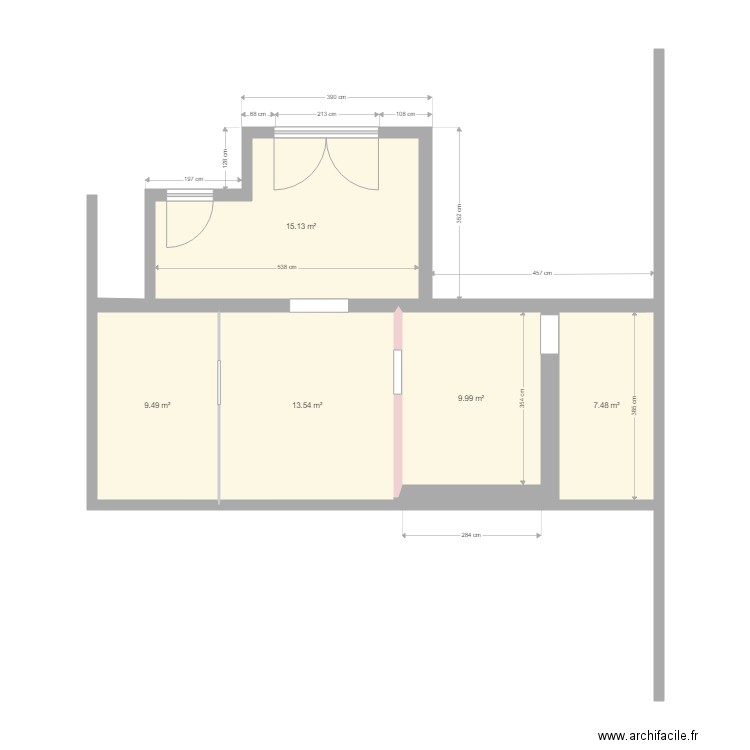LABE. Plan de 5 pièces et 56 m2