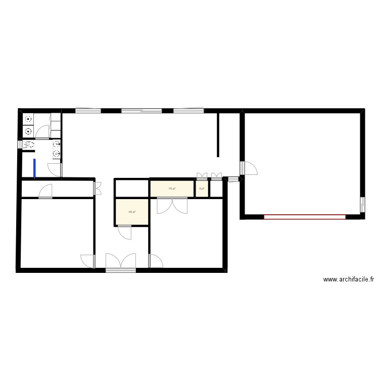 Martine. Plan de 3 pièces et 7 m2