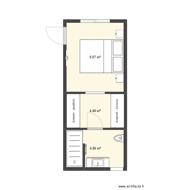 MARIE. Plan de 3 pièces et 18 m2