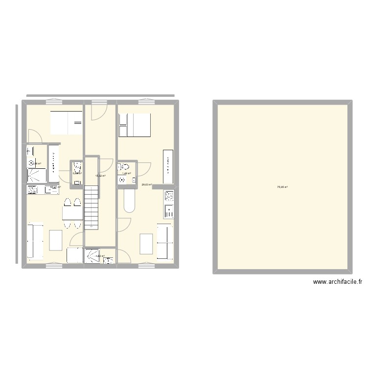 Division. Plan de 8 pièces et 155 m2