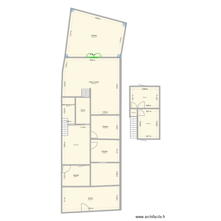 Maison Plateau Caillou. Plan de 12 pièces et 179 m2