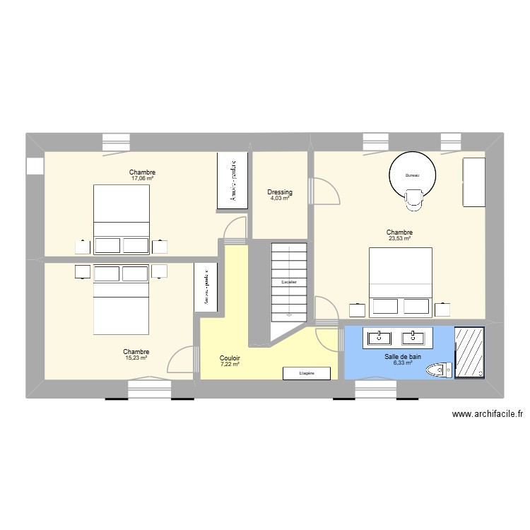 LaBorderie N+1. Plan de 6 pièces et 73 m2