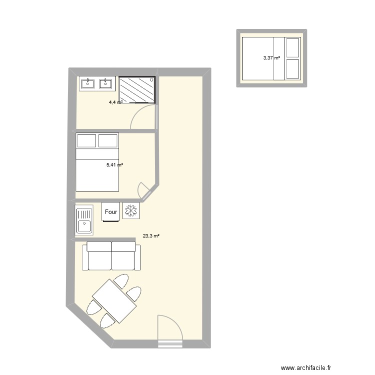 BRIM02. Plan de 4 pièces et 36 m2