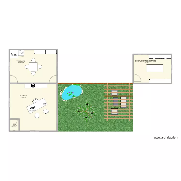 JARDIN. Plan de 4  et 54 m²