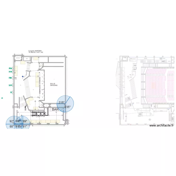 Auditorium hall et espace d&eacute;tente Congr&egrave;s SNPDEN 18St. Plan de 