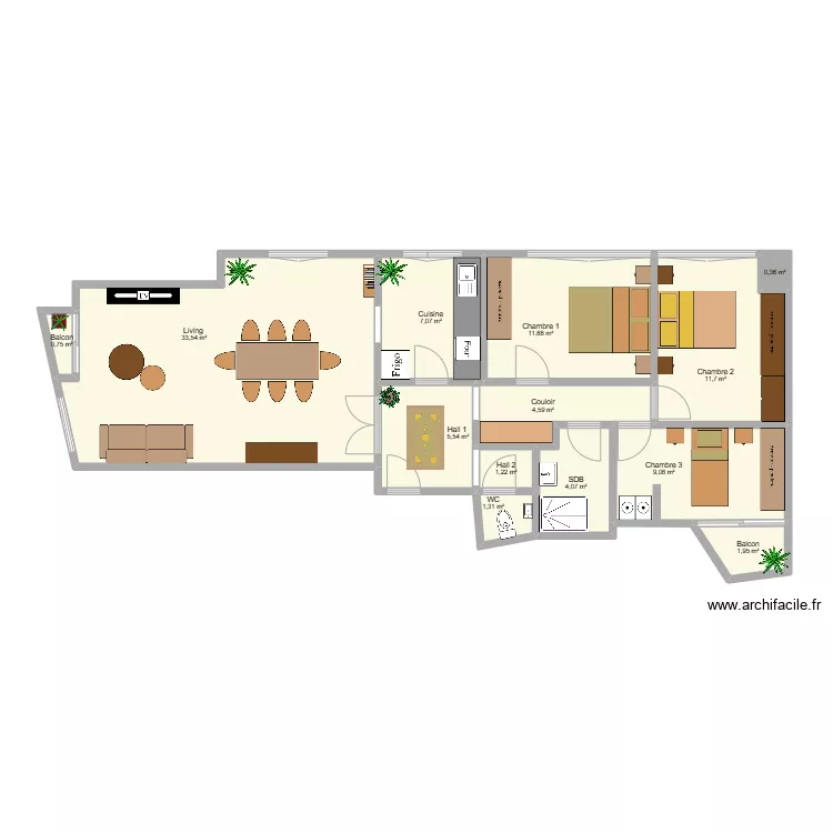 Quai de Gaule meubl&eacute;. Plan de 