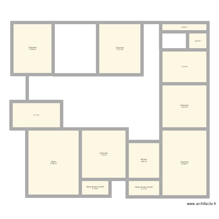 maison V2. Plan de 13 pièces et 158 m2