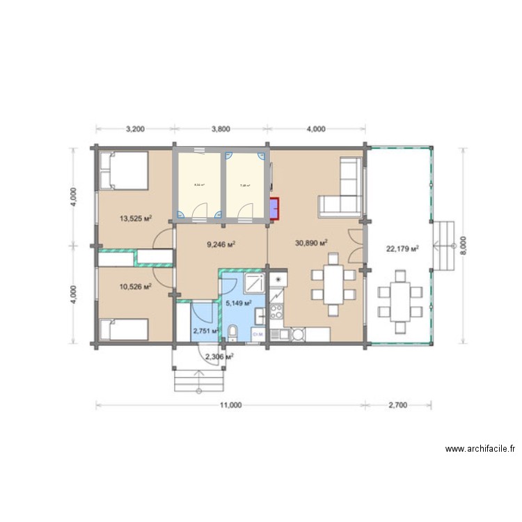 projet slovaque. Plan de 2 pièces et 16 m2