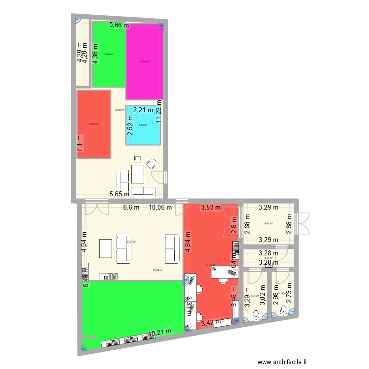 nouvelle ludo rdg. Plan de 12 pièces et 268 m2