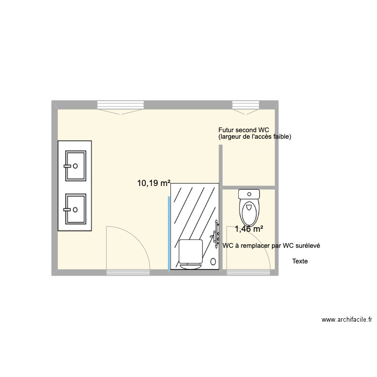 Lalevee après. Plan de 2 pièces et 12 m2