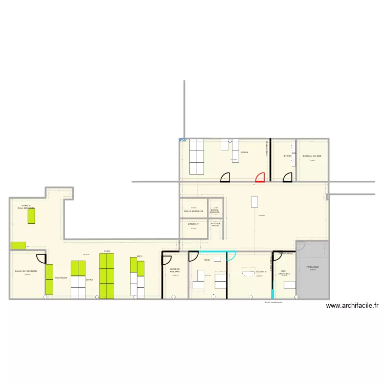 COM. Plan de 13  et 398 m²