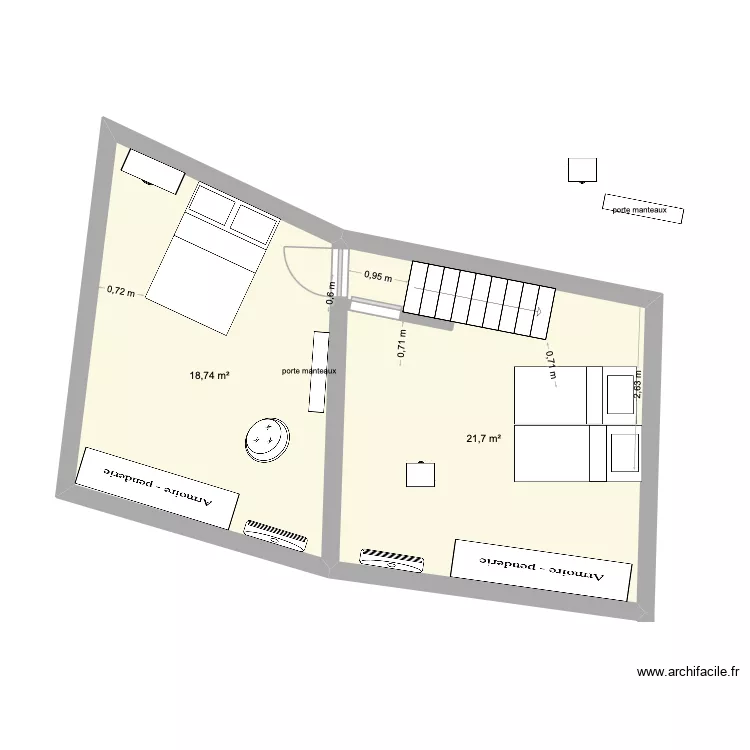 Caux. Plan de 5 pièces et 106 m²