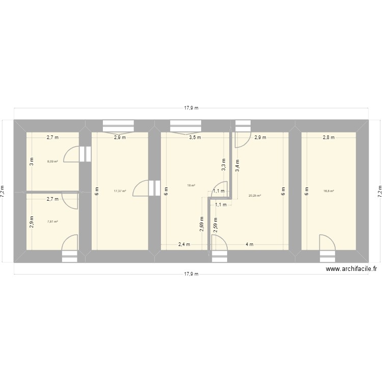 MAISON CHAI. Plan de 6 pièces et 88 m2