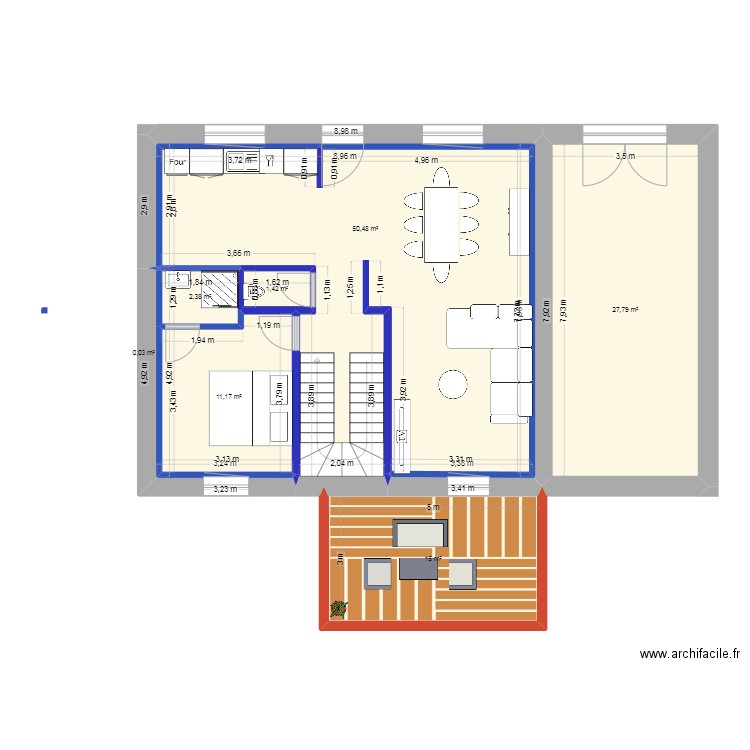 Celles sur plaine maison 2 rdc. Plan de 8 pièces et 108 m2