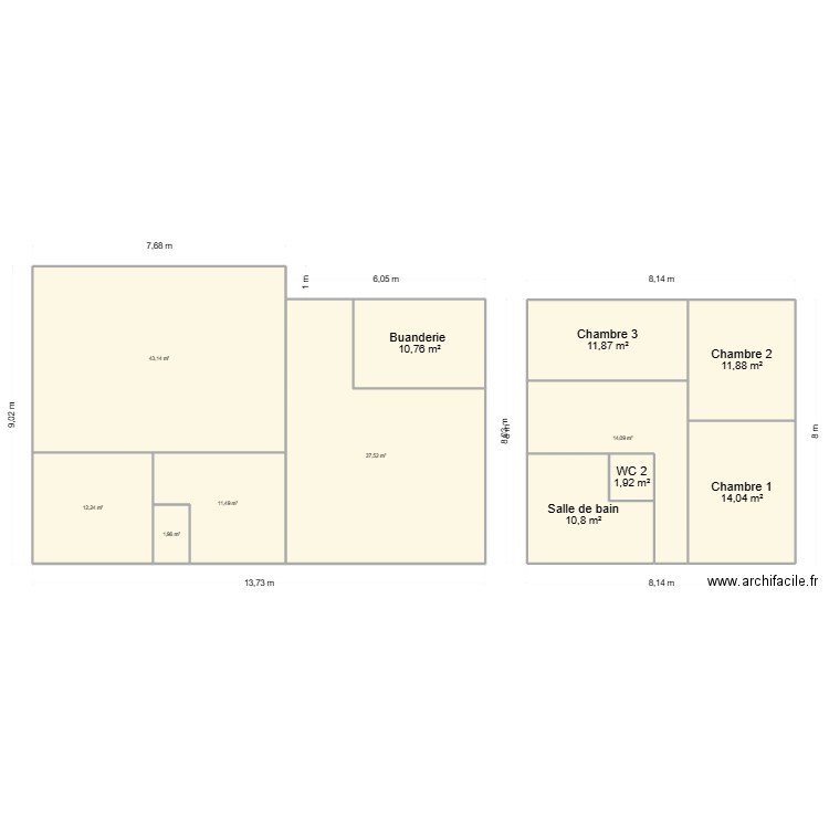 lolo d'amour. Plan de 12 pièces et 182 m2