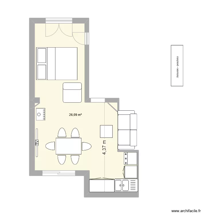Garluche cuisine chambre. Plan de 