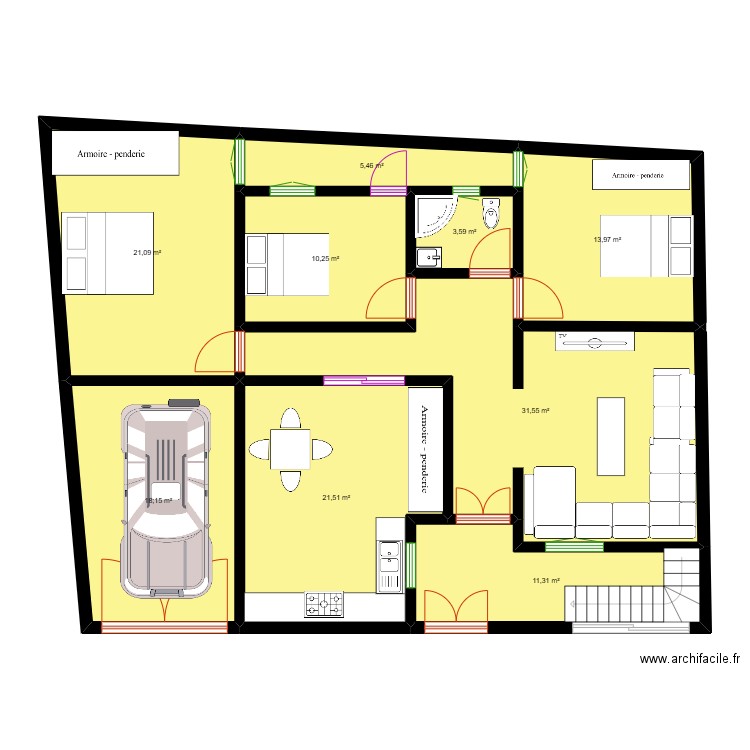 slah imed. Plan de 9 pièces et 137 m2