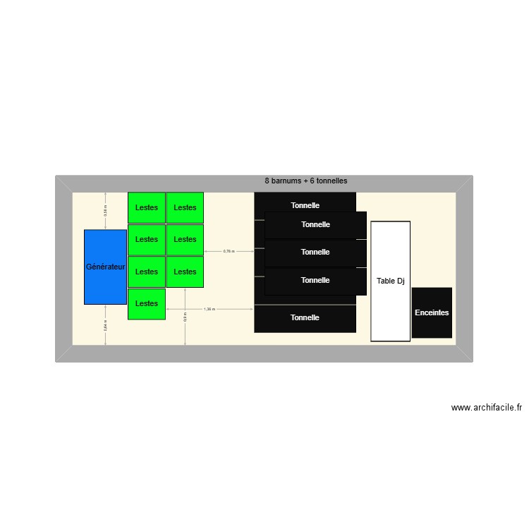 implatation camion. Plan de 1 pièce et 14 m2