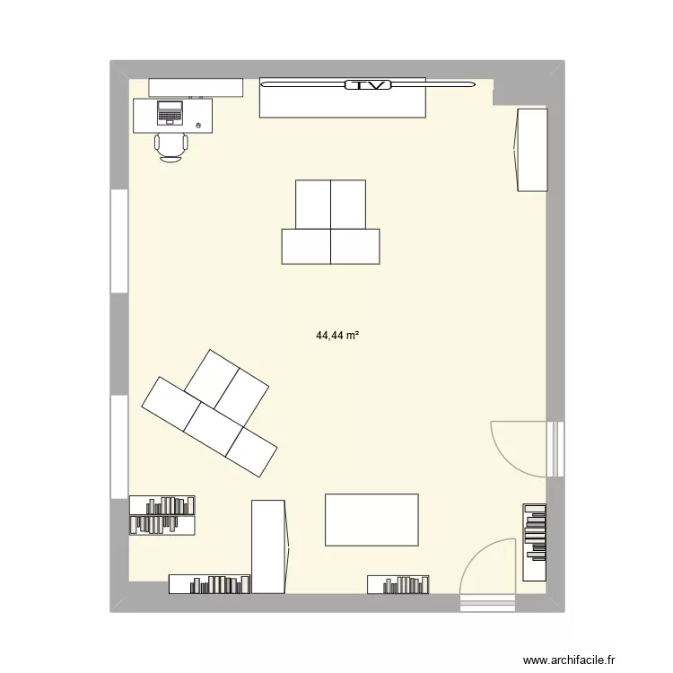 planchat. Plan de 1 Pièce et 44 m² planchat. Plan de 1 Pièce et 44 m²