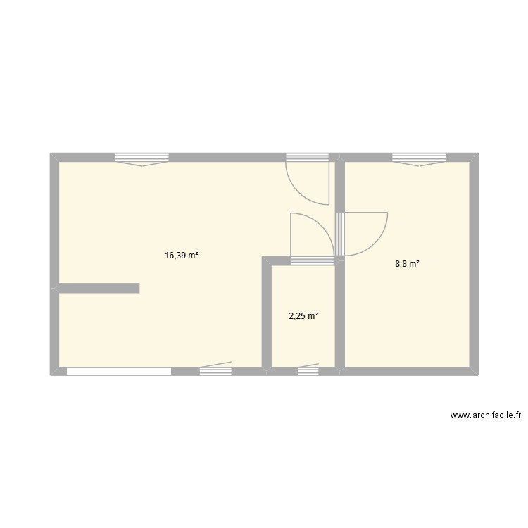 chalet. Plan de 3 pièces et 27 m2