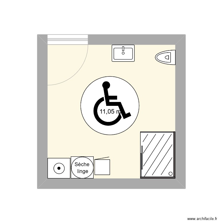 SDB Tricard. Plan de 1 pièce et 11 m2