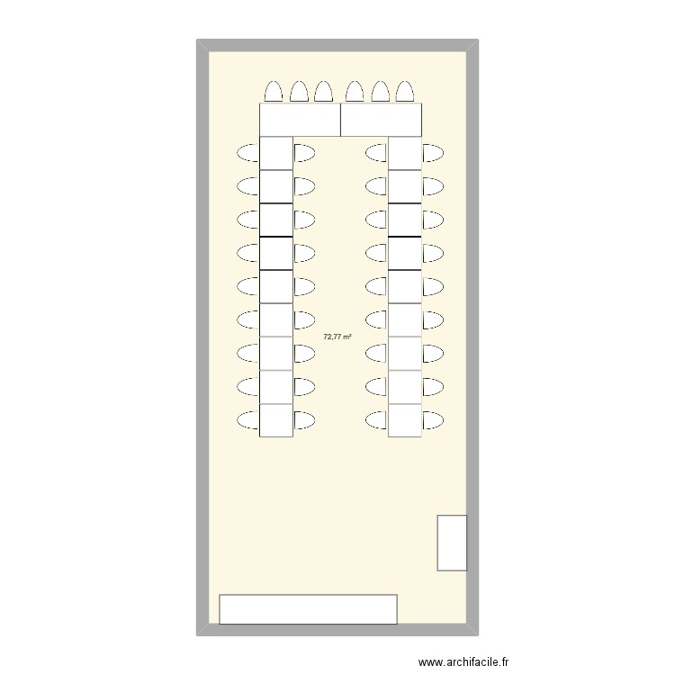Plan table. Plan de 1 pièce et 73 m2