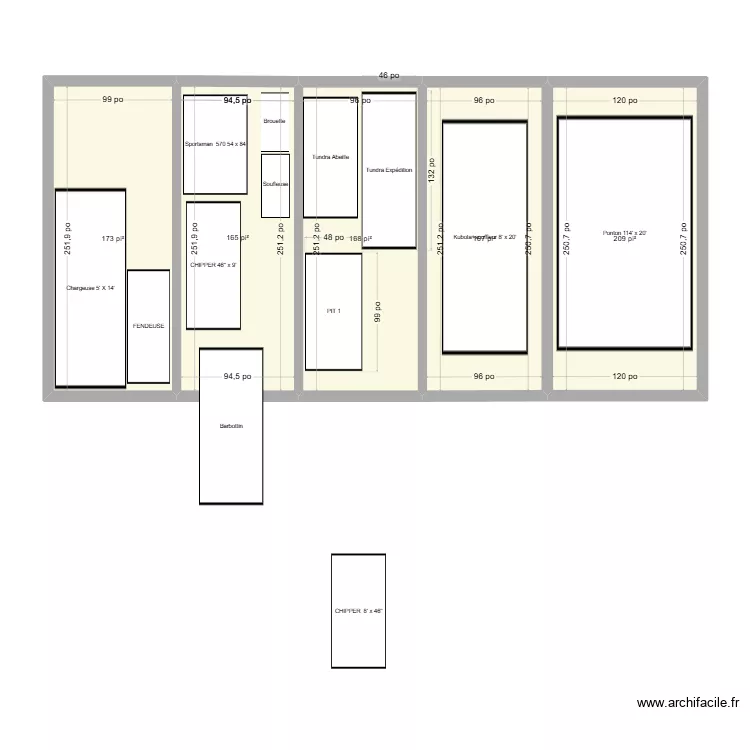 Abri Machinerie Grand AVR 03 2026. Plan de 5  et 82 m²
