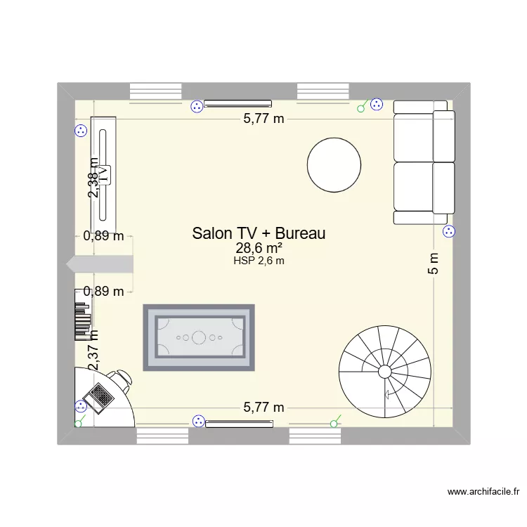 R+1. Plan de 1  et 29 m²