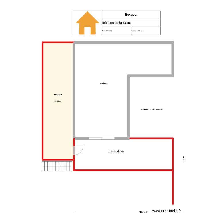 Becque. Plan de 1 pièce et 30 m2
