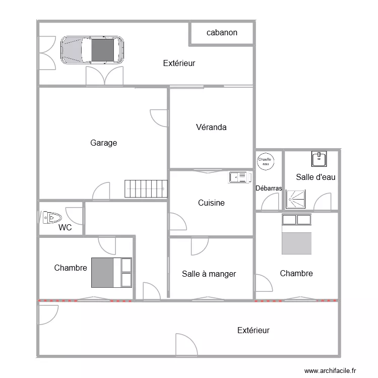 hangar. Plan de 12  et 186 m²