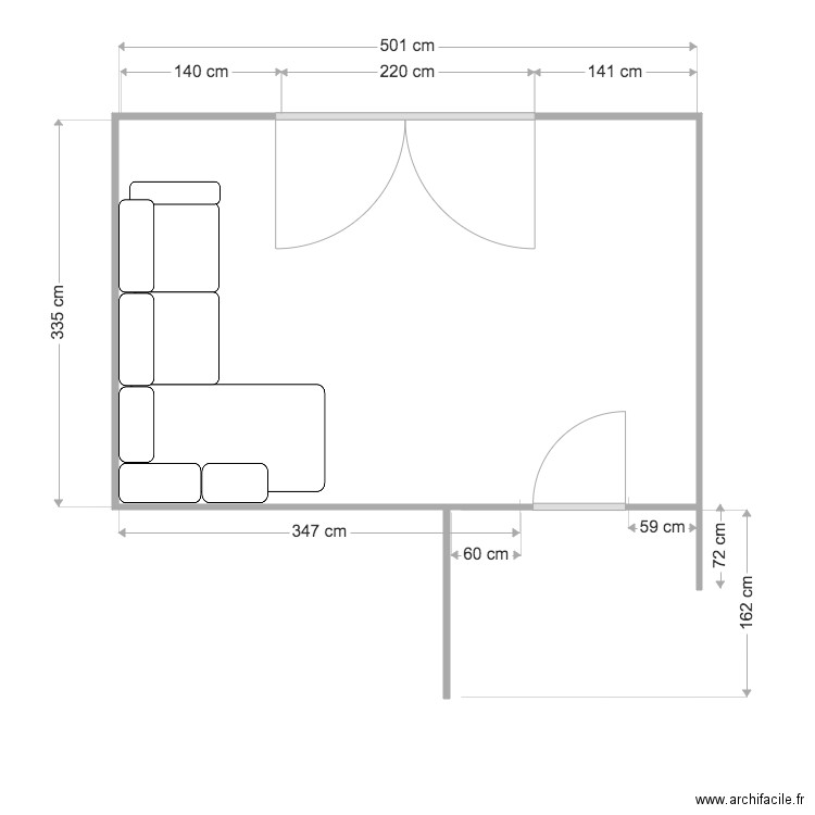 Sejour VIDE. Plan de 1 pièce et 17 m2