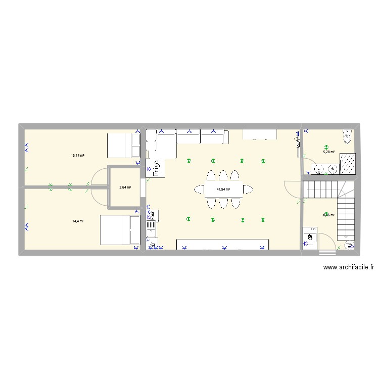 jean marie. Plan de 6 pièces et 85 m2