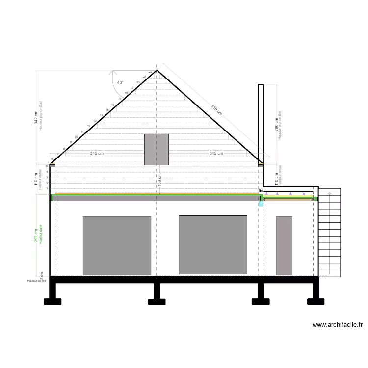 MAISON FACADE SUD ETAGE. Plan de MAISON FACADE SUD ETAGE. Plan de