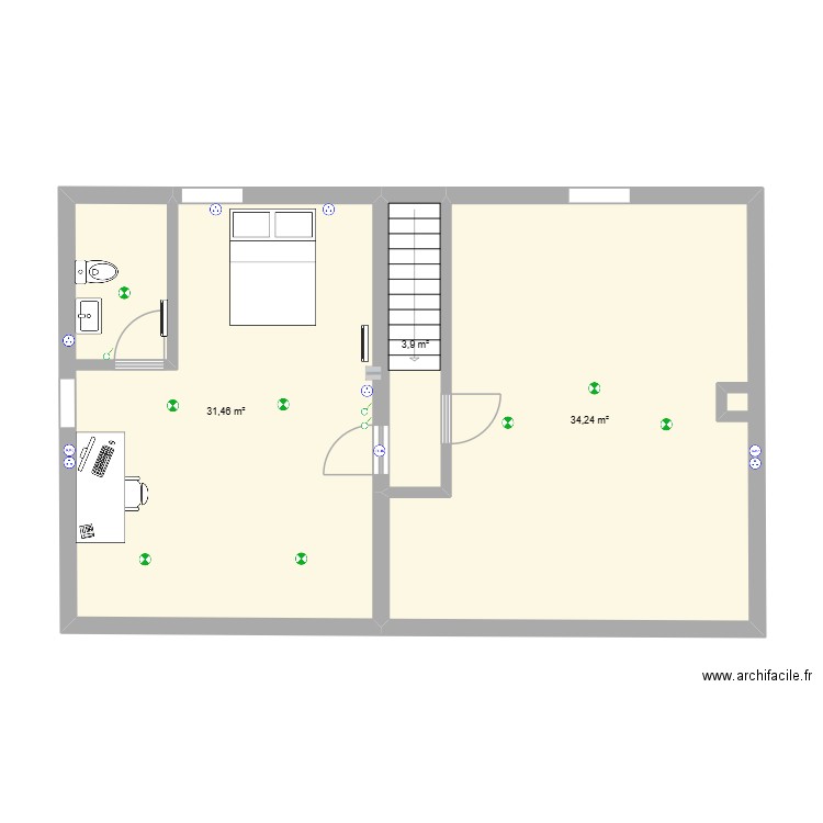 drancy. Plan de 3 pièces et 70 m2