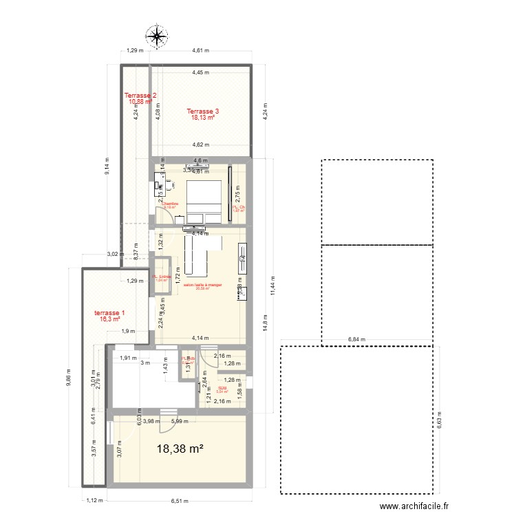 Plan Final maçonnerie et toiture. Plan de 10 pièces et 103 m2