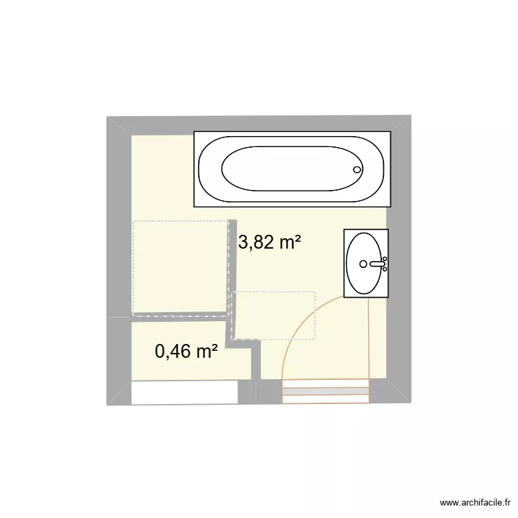 SDB ACTUELLE LANOE. Plan de 2  et 4 m²