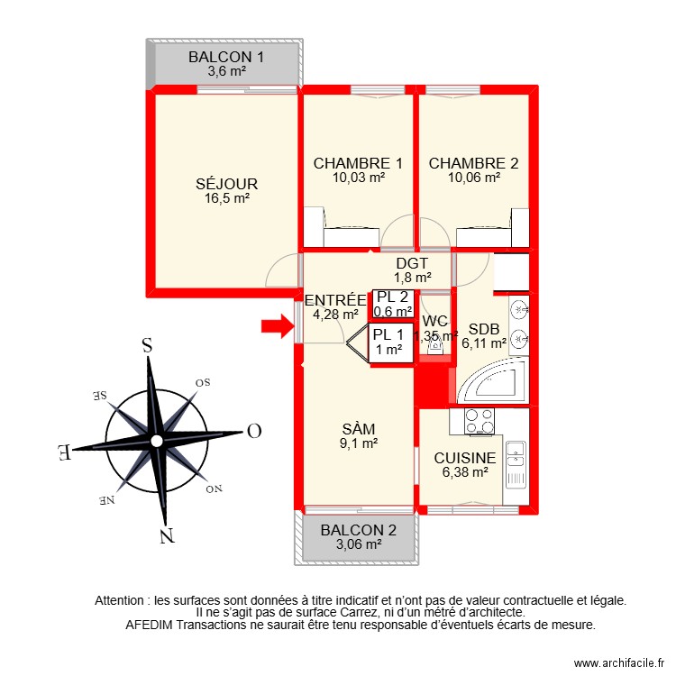 BI 30069. Plan de 17 pièces et 93 m2