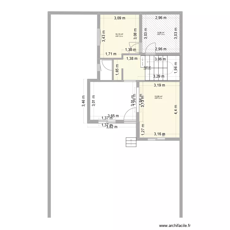 Plan 1. Plan de 4 pièces et 43 m²