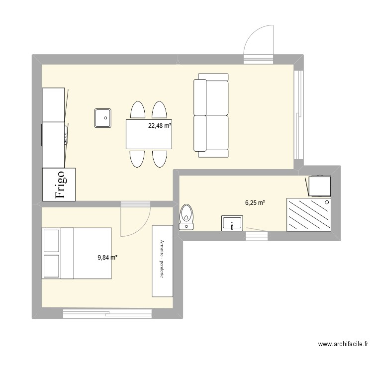 Maison 3. Plan de 3 pièces et 39 m2