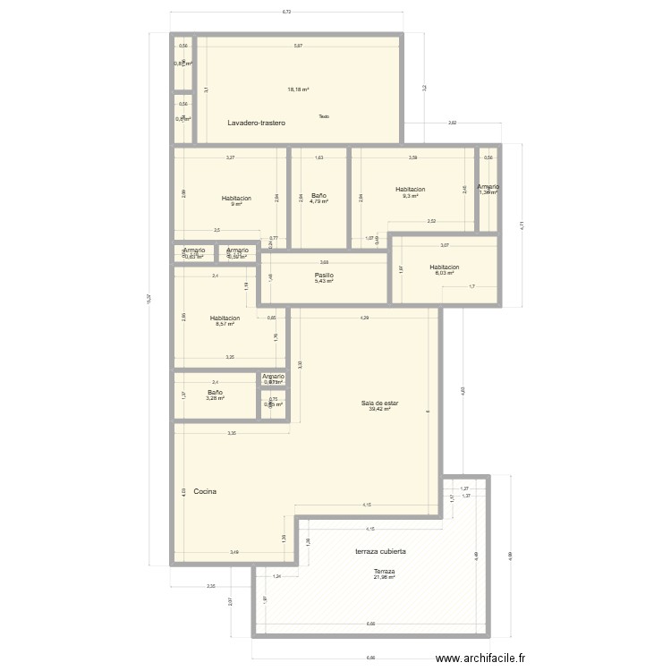577-6 la cañada. Plan de 17 pièces et 131 m2