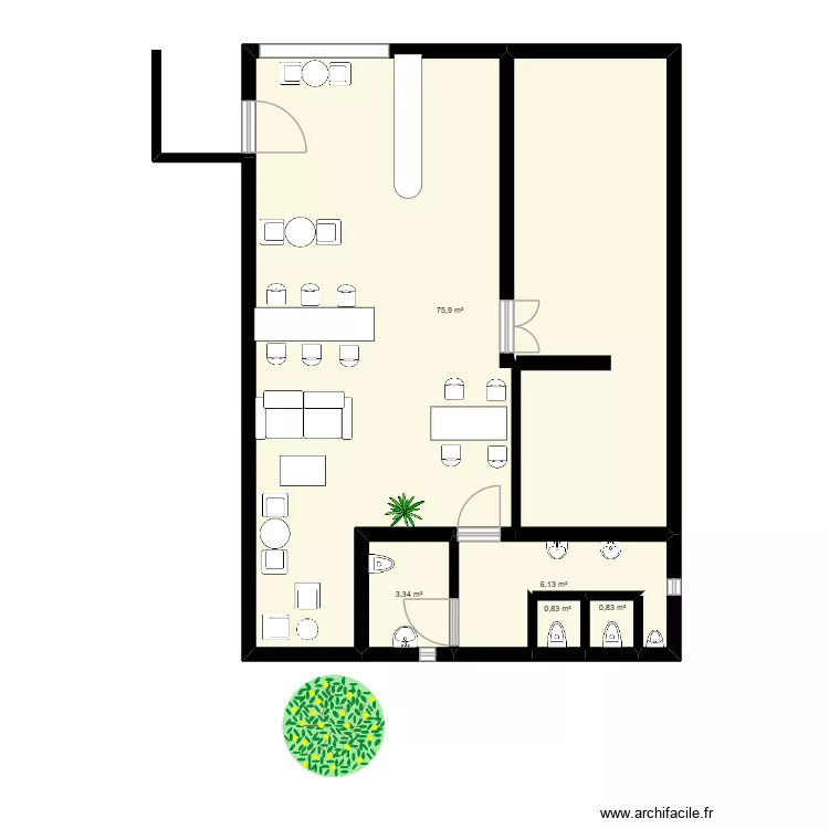 plan les saveur d'Eug&eacute;nie. Plan de 5  et 87 m²