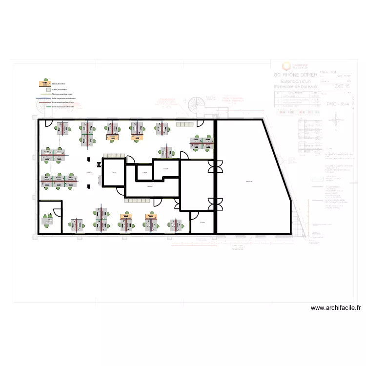 Projet R+4 Lyon Domer. Plan de 9  et 372 m²
