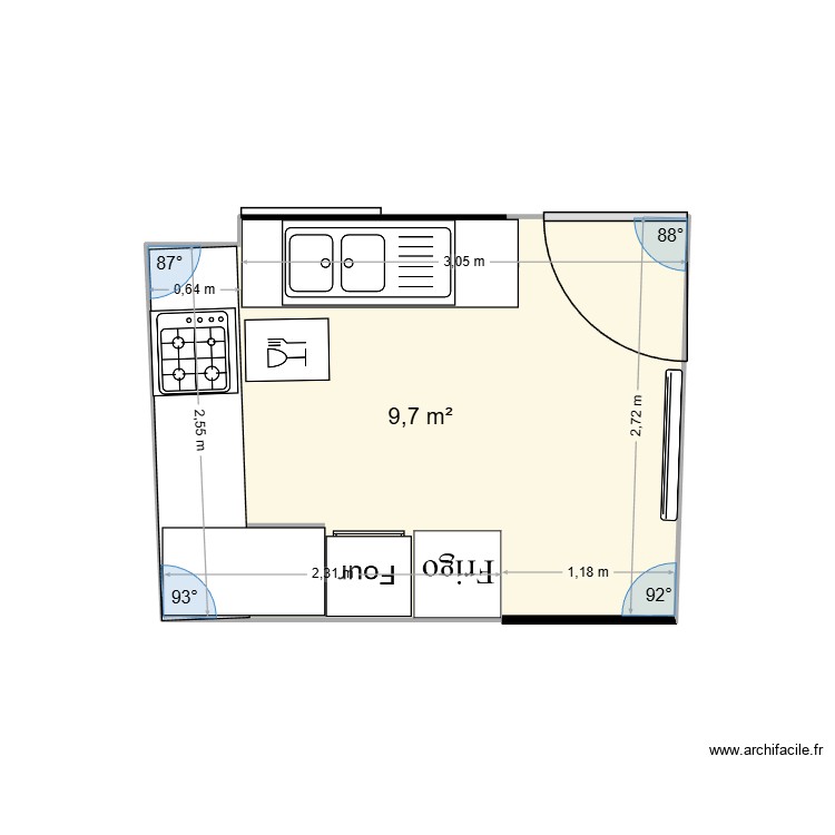 Cuisine. Plan de 0 pièce et 0 m2