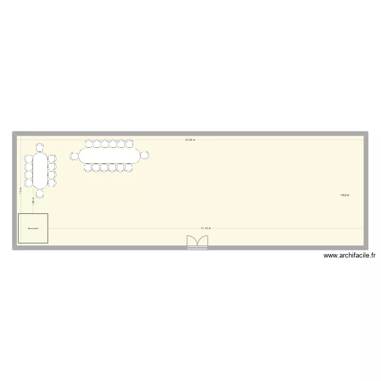 SALLE. Plan de 1  et 177 m²