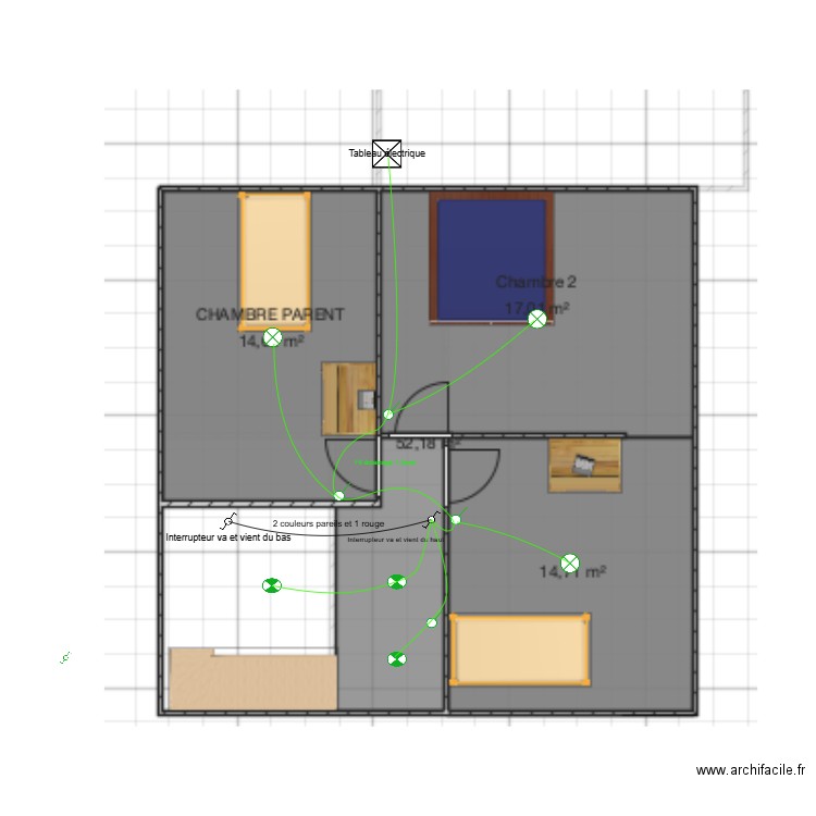 eclairage CH 1 2 3 + wc teddy. Plan de 0 pièce et 0 m2