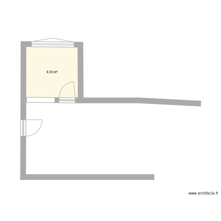 lati. Plan de 1 pièce et 6 m2