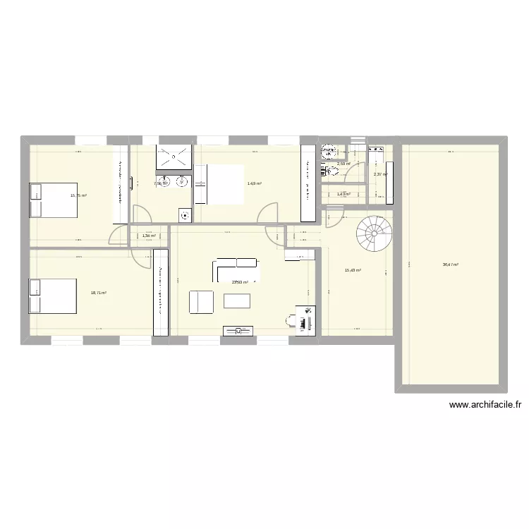 erika1. Plan de 11  et 140 m²